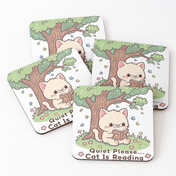Item preview, Bookworm Cat | Cute Chibi Kitten Reading Under a Tree | Kawaii Nature Art designed and sold by MurkCraft.