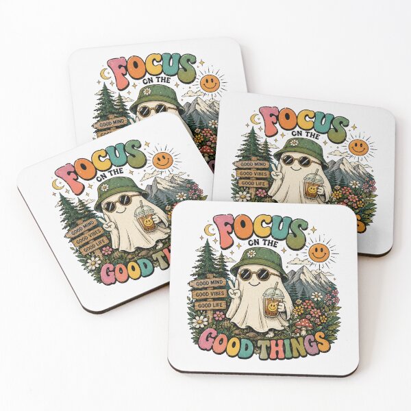 Item preview, Focus on the Good Things – Cute Retro Ghost Colorful Sticker & T-Shirt Design designed and sold by irfanedysud.