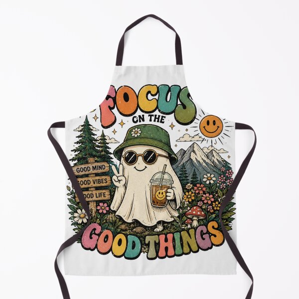 Item preview, Focus on the Good Things – Cute Retro Ghost Colorful Sticker & T-Shirt Design designed and sold by irfanedysud.