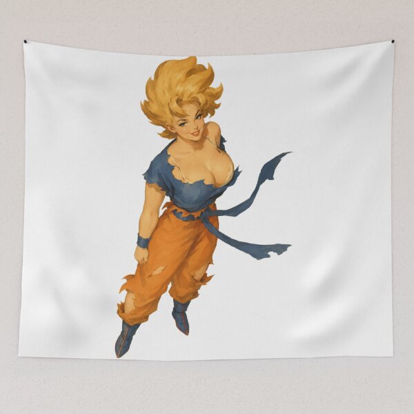 Item preview, Ilustración retro de Goku femenina: arte inspirado en una guerrera del anime vintage. designed and sold by Cosplayvintage.
