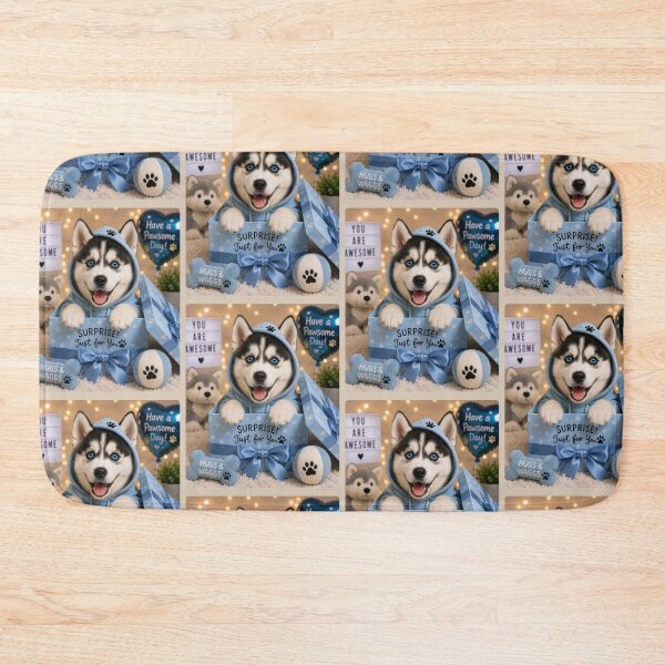 Item preview, Cute Husky Puppy Birthday Surprise Gift Design designed and sold by BagFactoryUK.