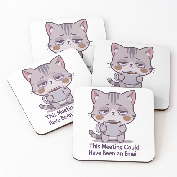 Item preview, Monday Mood Cat | Tired Chibi Kitten with Coffee | Kawaii Relatable Art designed and sold by MurkCraft.