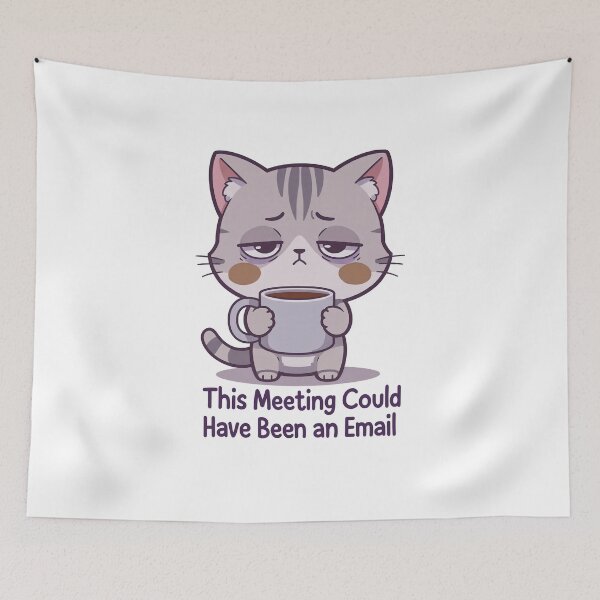Item preview, Monday Mood Cat | Tired Chibi Kitten with Coffee | Kawaii Relatable Art designed and sold by MurkCraft.