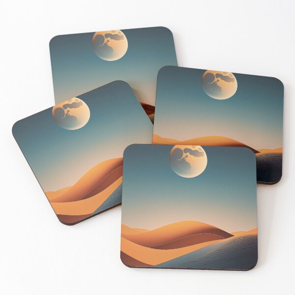 Item preview, Minimalist Moon Over Desert Dunes | Modern Night Landscape designed and sold by Becky-Poppins.