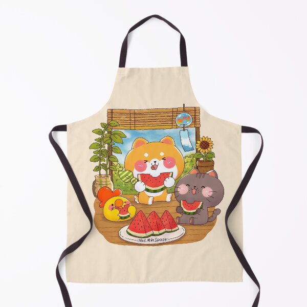 Item preview, Summer Watermelon Picnic | Cute Shiba, Cat and Chick Japanese Summer Illustration designed and sold by NasDoodleArt.