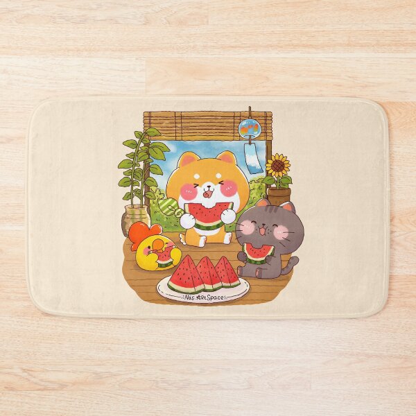 Item preview, Summer Watermelon Picnic | Cute Shiba, Cat and Chick Japanese Summer Illustration designed and sold by NasDoodleArt.