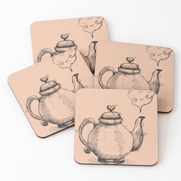 Item preview, Vintage Teapot Sketch With Heart Steam designed and sold by NNCollection.