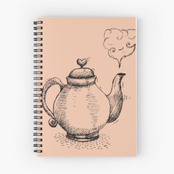 Item preview, Vintage Teapot Sketch With Heart Steam designed and sold by NNCollection.