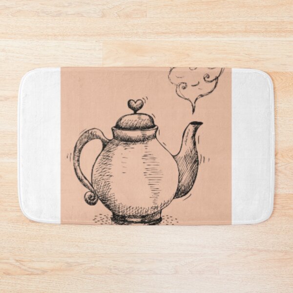 Item preview, Vintage Teapot Sketch With Heart Steam designed and sold by NNCollection.