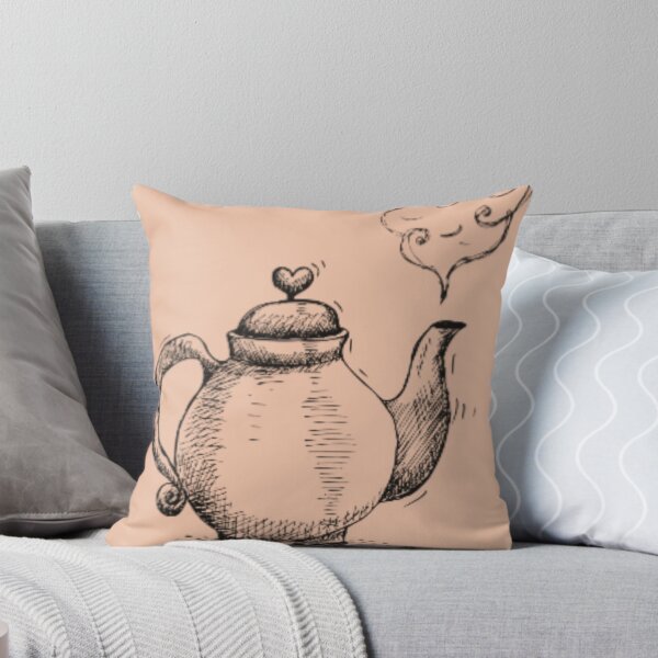 Item preview, Vintage Teapot Sketch With Heart Steam designed and sold by NNCollection.