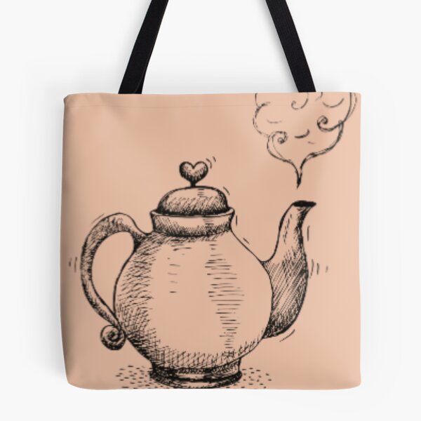 Item preview, Vintage Teapot Sketch With Heart Steam designed and sold by NNCollection.