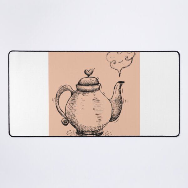 Item preview, Vintage Teapot Sketch With Heart Steam designed and sold by NNCollection.