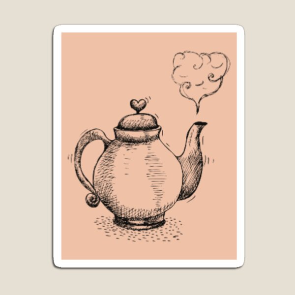 Item preview, Vintage Teapot Sketch With Heart Steam designed and sold by NNCollection.