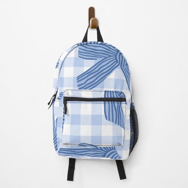 Item preview, Blue striped bows on gingham check pattern background designed and sold by Rue Market.