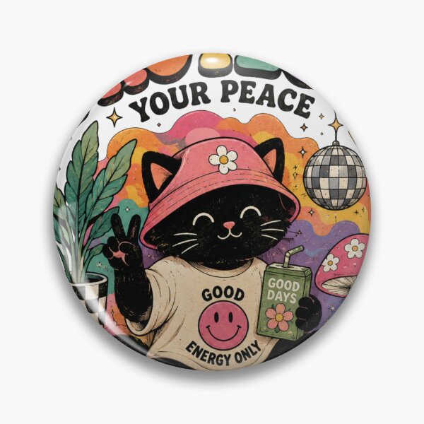 Item preview, Protect Your Peace Cute Black Cat Retro Kawaii Graphic T-Shirt designed and sold by irfanedysud.