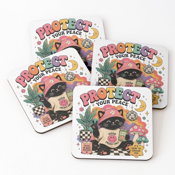 Item preview, Protect Your Peace Cute Black Cat Retro Kawaii Graphic T-Shirt designed and sold by irfanedysud.