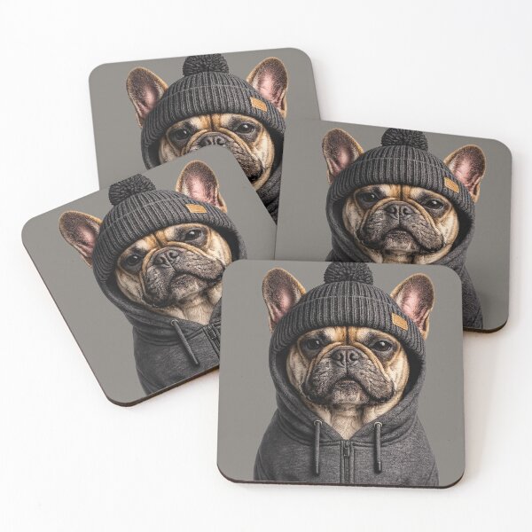 Item preview, Cool French Bulldog in Hoodie and Beanie designed and sold by BagFactoryUK.