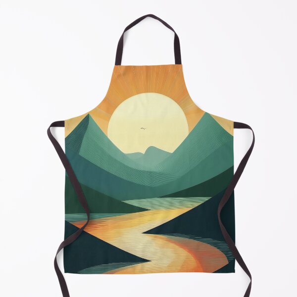 Item preview, Minimalist Sunrise Over Mountains & River | Nordic Landscape designed and sold by Becky-Poppins.