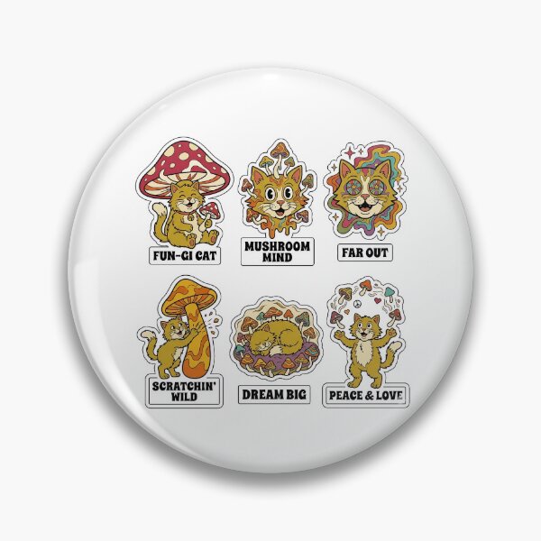 Item preview, Vintage Cat Mushroom Sticker Pack - Retro Shroom & Fungi Puns designed and sold by SimpleP.