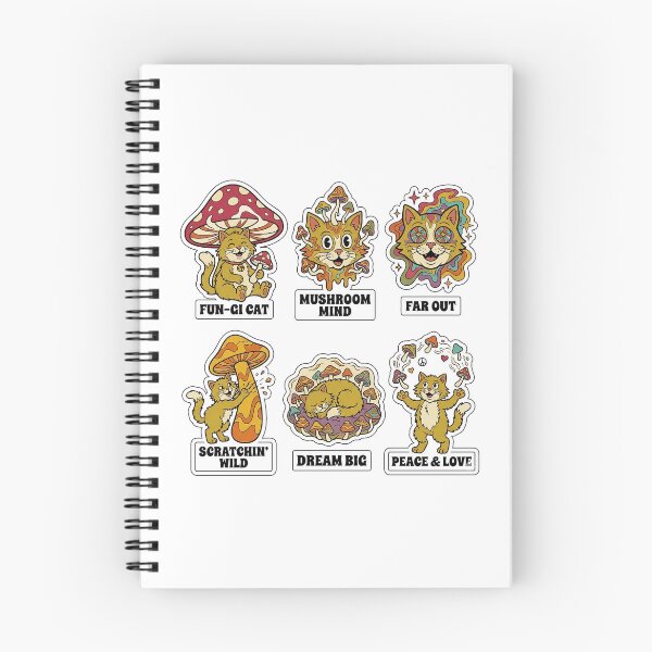 Item preview, Vintage Cat Mushroom Sticker Pack - Retro Shroom & Fungi Puns designed and sold by SimpleP.