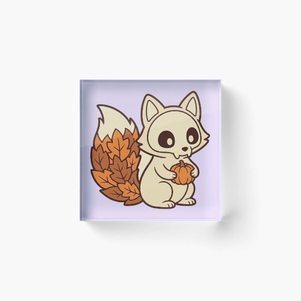 Item preview, Cute Skull Face Fox with Autumn Leaf Tail designed and sold by Castiora.