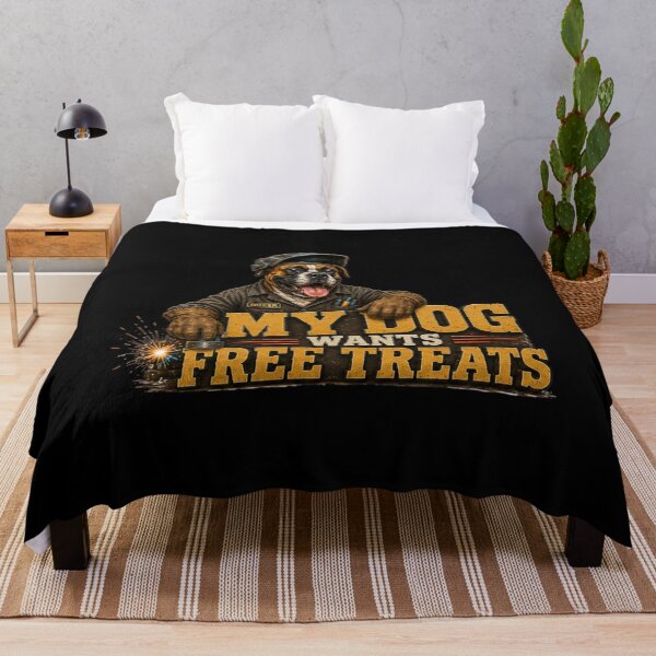 Item preview, My Dog Wants Free Treats Funny Boxer Mechanic Vintage Welding Dog Design designed and sold by RusticMeadow.