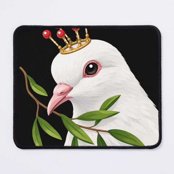 Item preview, Crowned White Dove with Olive Branch Illustration designed and sold by minbadesign.
