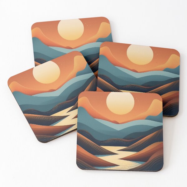 Item preview, Minimalist Sunset Mountains & River | Modern Nature designed and sold by Becky-Poppins.