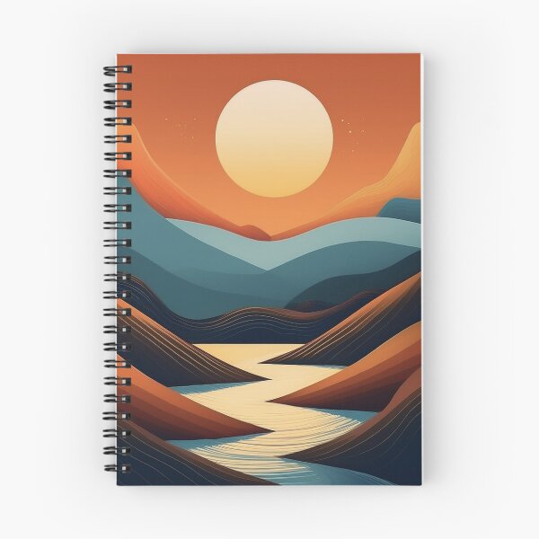 Item preview, Minimalist Sunset Mountains & River | Modern Nature designed and sold by Becky-Poppins.