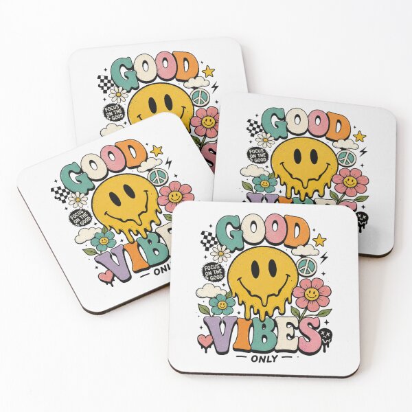 Item preview, Good Vibes Only Retro Smiley Y2K Aesthetic Colorful Sticker & T-Shirt Design designed and sold by irfanedysud.