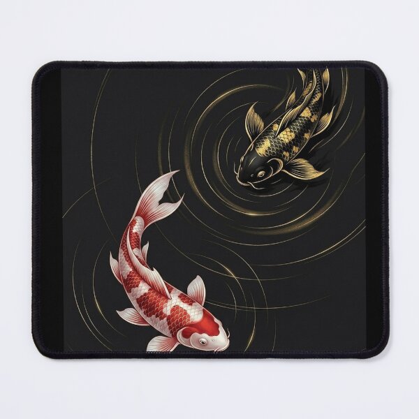 Item preview,  Minimalist Yin Yang Koi Fish on Black Japanese Modern Art designed and sold by Hikariha Studio.