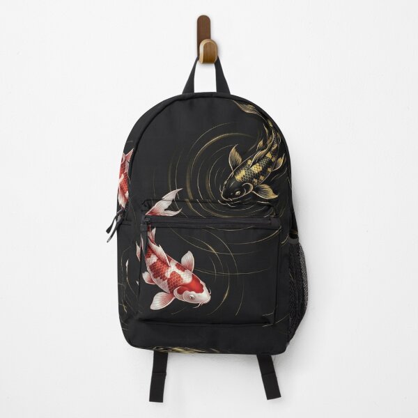 Item preview, Minimalist Yin Yang Koi Fish on Black Japanese Modern Art designed and sold by Hikariha Studio.