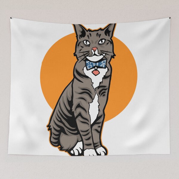 Item preview, Cute Tabby Cat with Bow Tie Vector Illustration designed and sold by phsycartwork.