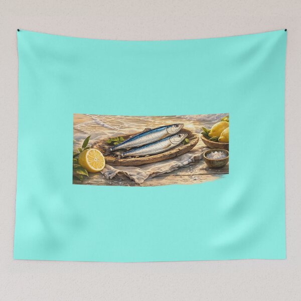 Item preview, Tropical Sardines Ocean Waves Retro Beach Illustration designed and sold by annenambiro.