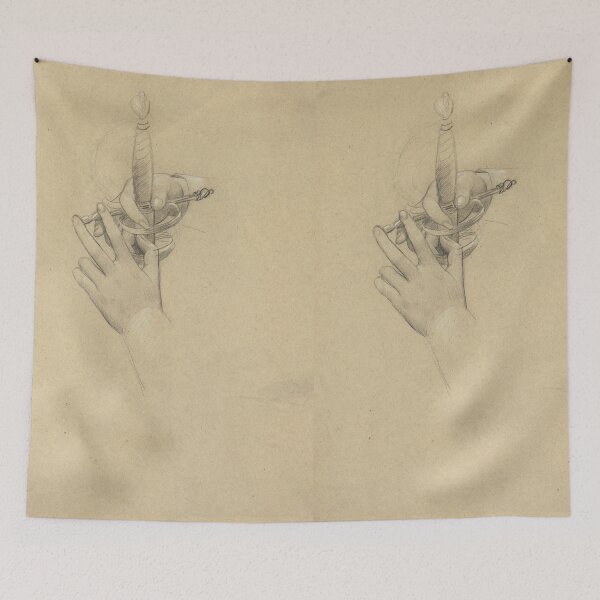 Item preview, Hands Holding Rapier Sword Pencil Study designed and sold by artofuniverse.