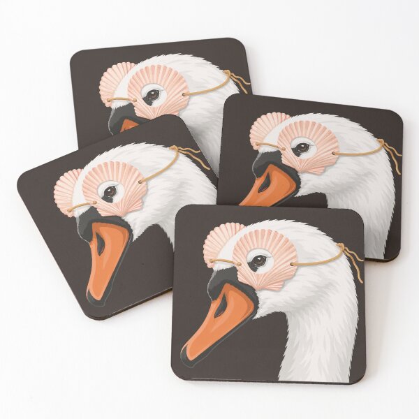 Item preview, Elegant Swan with Seashell Masquerade Mask Illustration designed and sold by minbadesign.