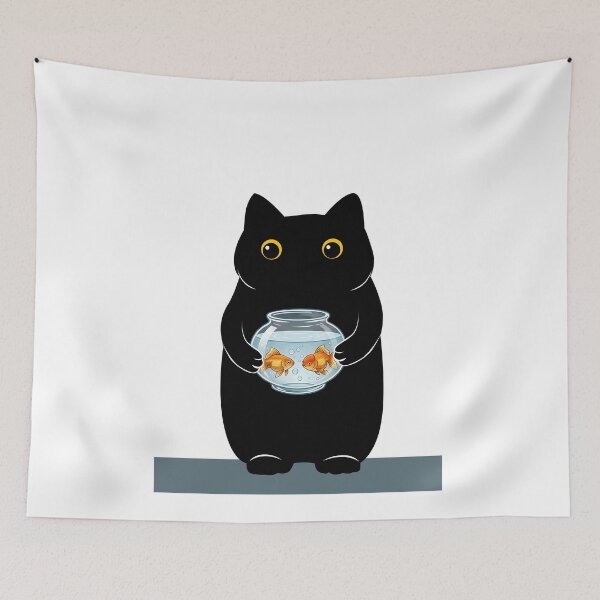 Item preview, Cute Cat Holding Fishbowl designed and sold by PurrfectHome.