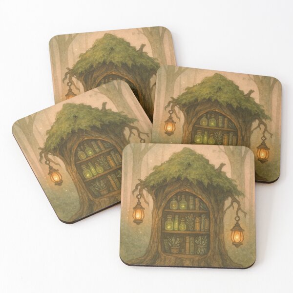 Item preview, Witchy Forest Fantasy Art | Mossy Apothecary at Dawn | Cottagecore Folklore Enchanted Painting designed and sold by yeeted17.