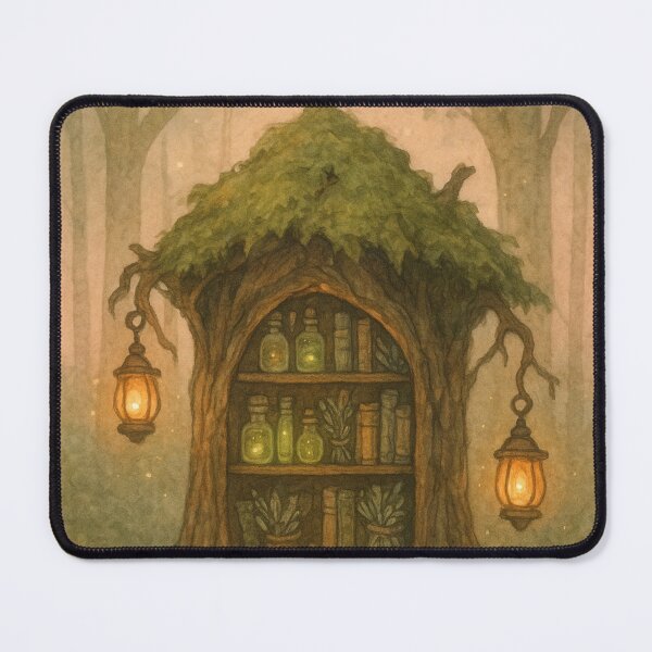 Item preview, Witchy Forest Fantasy Art | Mossy Apothecary at Dawn | Cottagecore Folklore Enchanted Painting designed and sold by yeeted17.