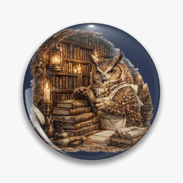 Item preview, Wise Owl Librarian Watercolor | Enchanted Library Art | Cottagecore Book Lover Illustration | Fantasy Woodland Decor designed and sold by MagicMakerPh.