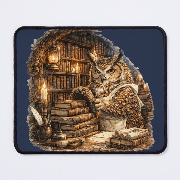 Item preview, Wise Owl Librarian Watercolor | Enchanted Library Art | Cottagecore Book Lover Illustration | Fantasy Woodland Decor designed and sold by MagicMakerPh.