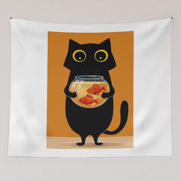 Item preview,  Cute Cat Holding Fishbowl designed and sold by PurrfectHome.