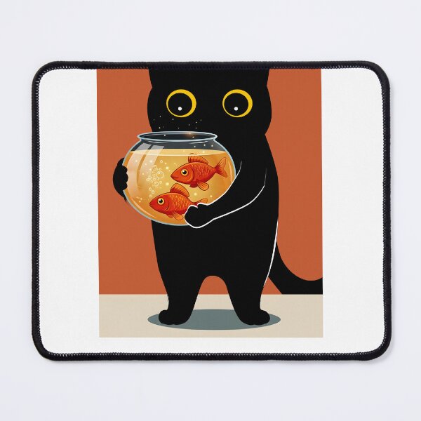 Item preview, Cute Black Cat Holding Fishbowl designed and sold by PurrfectHome.