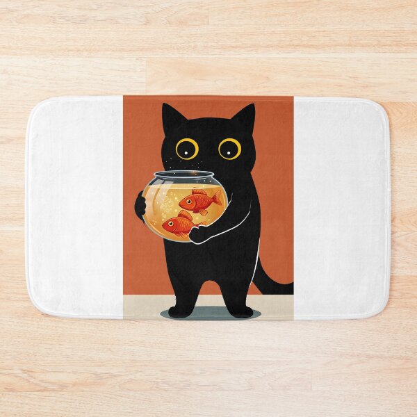 Item preview, Cute Black Cat Holding Fishbowl designed and sold by PurrfectHome.