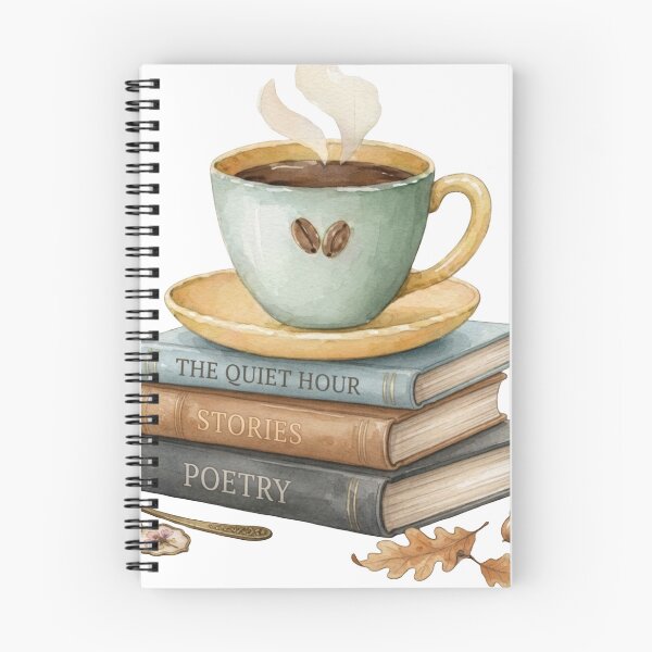 Item preview, Cozy Watercolor Books The Quiet Hour Poetry with Coffee Cup designed and sold by sanorastyle.