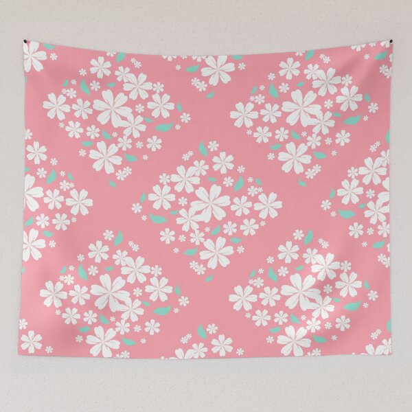 Item preview, Soft pink floral pattern with white blossoms designed and sold by Rue Market.