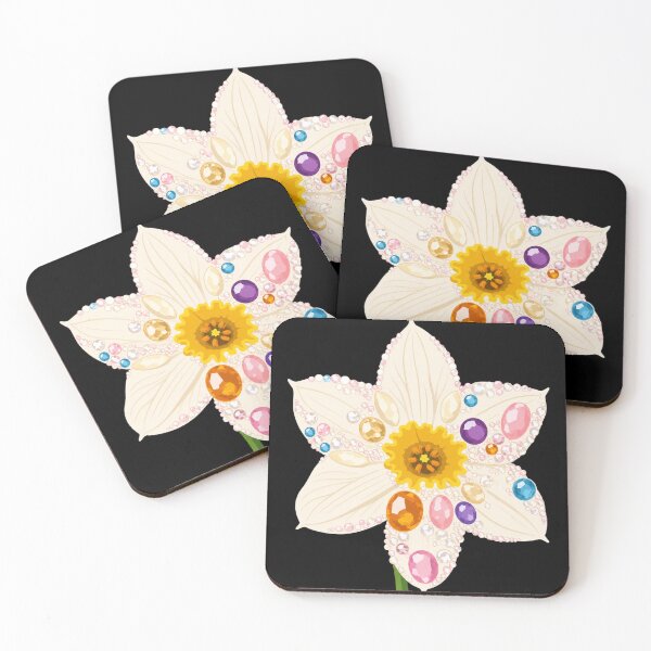 Item preview, Jeweled Daffodil Illustration with Colorful Gemstones designed and sold by minbadesign.