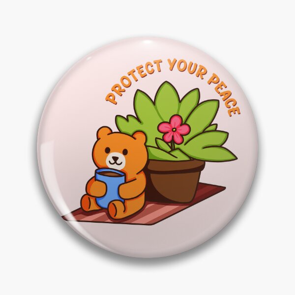 Item preview, Cute Kawaii Bear Protect Your Peace Illustration designed and sold by Crystalsdrawing.