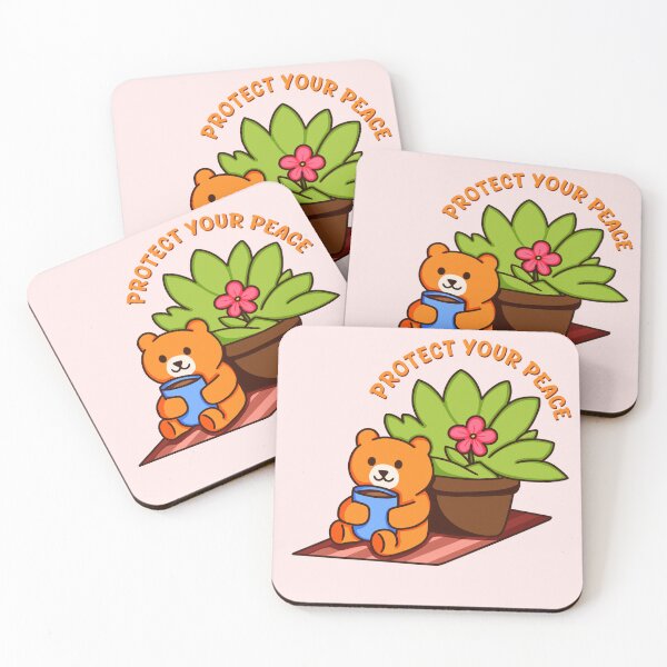 Item preview, Cute Kawaii Bear Protect Your Peace Illustration designed and sold by Crystalsdrawing.