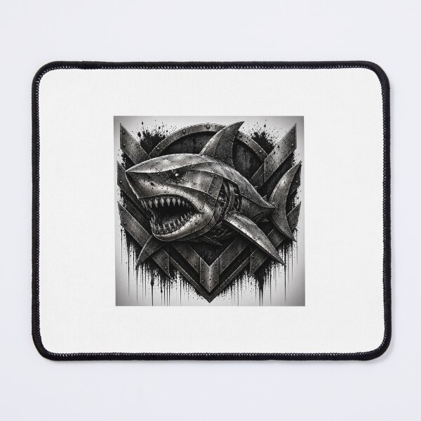 Item preview, Steel Shark – Industrial Metal Shark | Cyberpunk Mechanical Shark Art designed and sold by SteelCoat Studio.
